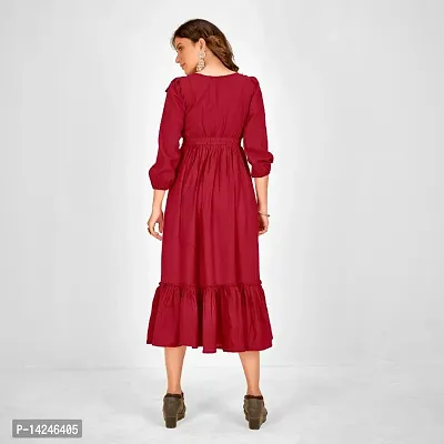 Womens Rayon A-line Flared and Gathered Maxi Dress-thumb2