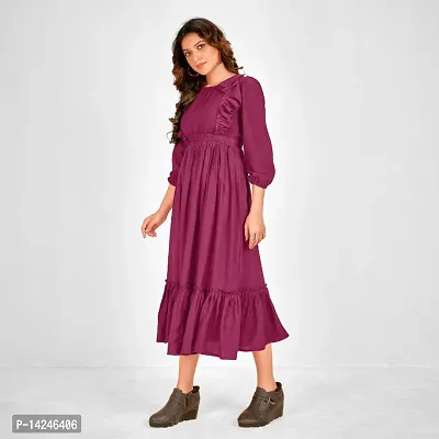 Womens Rayon A-line Flared and Gathered Maxi Dress-thumb2