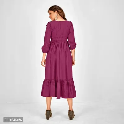 Womens Rayon A-line Flared and Gathered Maxi Dress-thumb4