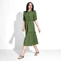 Womens V-neck Gathered and Flared Dress-thumb3