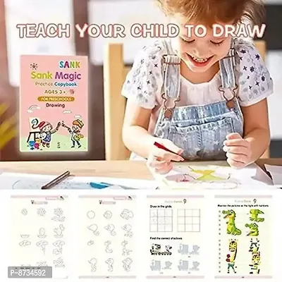 Practice Copybook (4 BOOK + 10 REFILL+ 1 pen +1 Grip) for kids (Multicolor)-thumb2