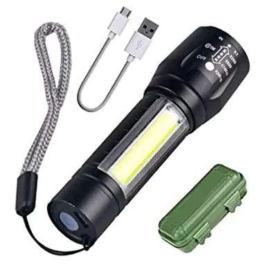 OSL 2in1 Small Waterproof USB Charging Laser LED Metal Body Rechargeable 3 Mode Flashlight Torch Table Lamp Outdoor Lamp Industrial Security Purpose Search Light 9W (6 Month Warranty)