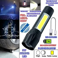 OSL 2in1 Small Waterproof USB Charging Laser LED Metal Body Rechargeable 3 Mode Flashlight Torch Table Lamp Outdoor Lamp Industrial Security Purpose Search Light 9W (6 Month Warranty)-thumb1