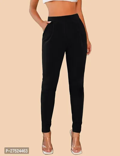 Elegant Black Polyester Solid Trousers For Women-thumb4