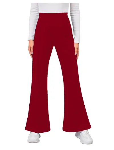 Maheshvi Women's High Waist Bell Bottom Trouser, Elastic Flared Bootcut Pants, Stretchy Parallel Leg for Casual Office Work wear (Dhoni)