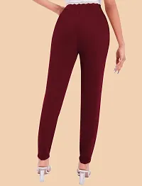 Stylish Maroon Polyester Solid Regular Fit Trousers For Women-thumb2