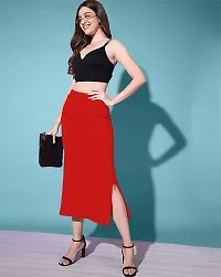 Casual Polyester Blend Solid Midi Stylish Skirt For Women-thumb3