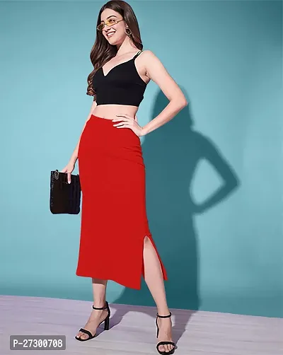 Casual Polyester Blend Solid Midi Stylish Skirt For Women-thumb4