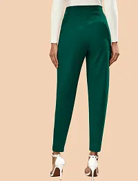 Elegant Green Polyester Solid Trousers For Women-thumb2