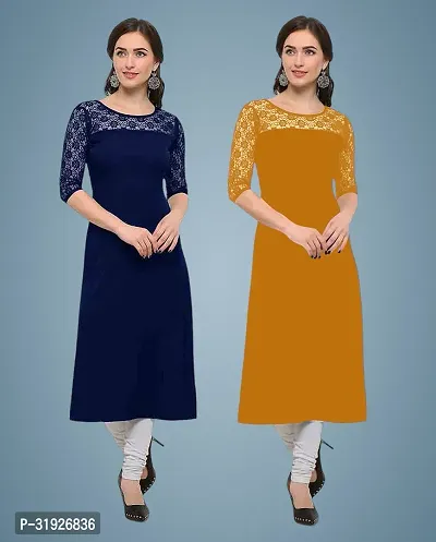 Elegant American Crepe And Rasel Net Kurta For Women- Pack Of 2-thumb0