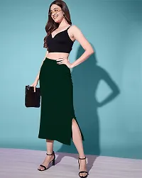 Casual Polyester Blend Solid Midi Stylish Skirt For Women-thumb3