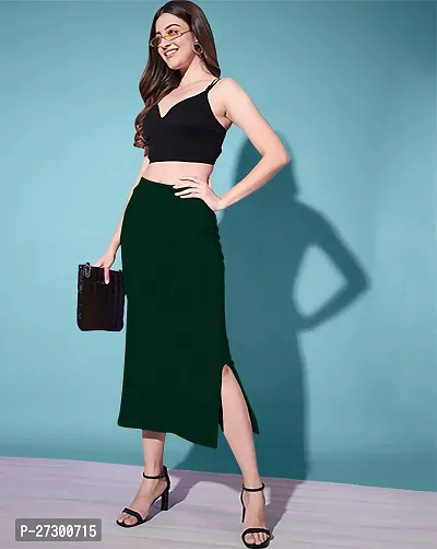 Casual Polyester Blend Solid Midi Stylish Skirt For Women-thumb4