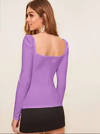 Elegant Purple Polyester Solid Top For Women-thumb1