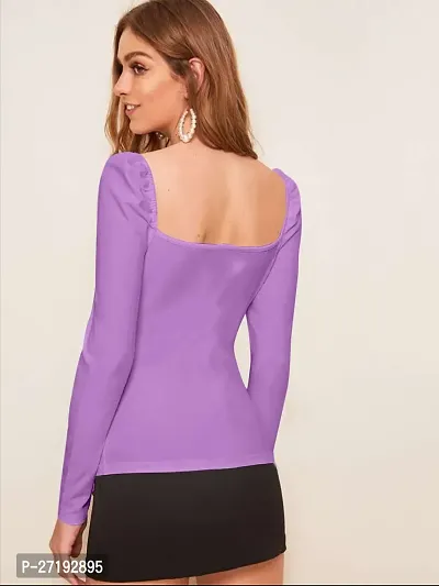 Elegant Purple Polyester Solid Top For Women-thumb2