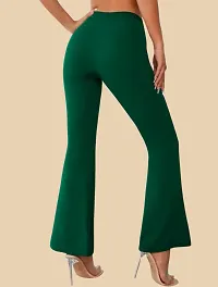 Elegant Green Polyester Solid Trousers For Women-thumb4