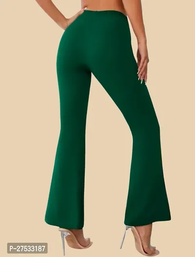 Elegant Green Polyester Solid Trousers For Women-thumb5