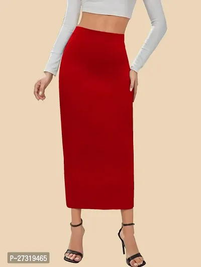 Elegant Red Polyester Solid Skirts For Women And Girls