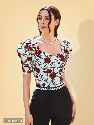 Elegant Red Polyester Printed Top For Women-thumb0