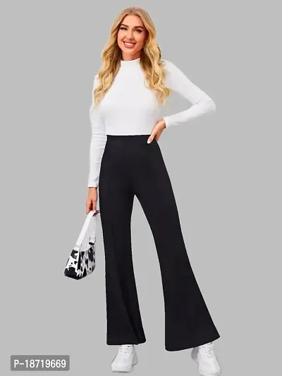 Stylish Black Polyester Solid Trouser For Women-thumb4