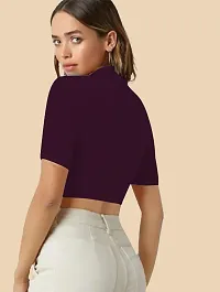 Elegant Purple Knitted Polyester Solid Top For Women-thumb2