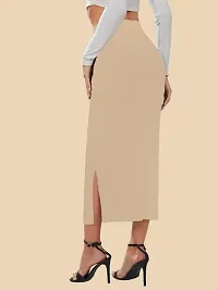Elegant Beige Polyester Solid Skirts For Women And Girls-thumb2