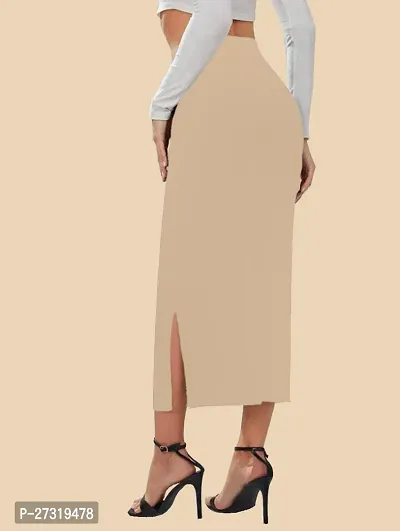 Elegant Beige Polyester Solid Skirts For Women And Girls-thumb3