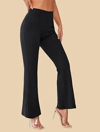 Stylish Black Polyester Solid Regular Fit Trousers For Women-thumb4