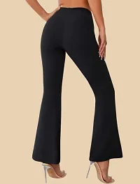 Stylish Black Polyester Solid Regular Fit Trousers For Women-thumb2