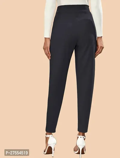 Elegant Black Polyester Solid Trousers For Women-thumb3