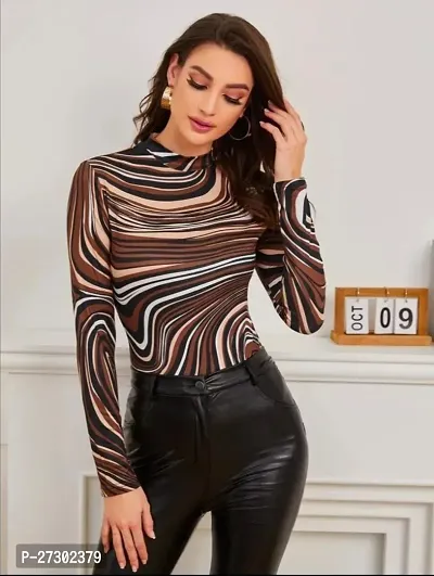 Elegant Black Polyester Printed Top For Women