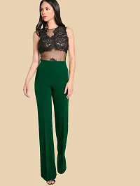 Elegant Green Polyester Solid Trousers For Women-thumb4