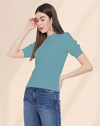 Maheshvi Women's Round Neck Short Sleeve Elegant Tee Top .(Sofia)-thumb3