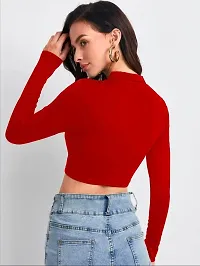 Stylish Polyester Solid Crop Top for Women-thumb1