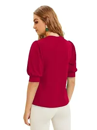 Maheshvi Henley Neck Puff Half Sleeves Polyester Blend Top (23 Inches)-thumb1