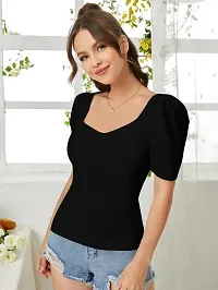 Elegant Black Polyester Solid Top For Women-thumb4