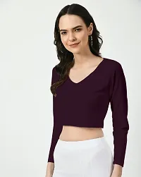 Elegant Purple Polyester Solid Top For Women-thumb1