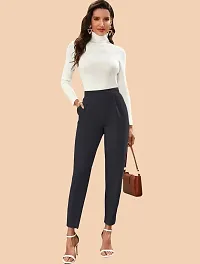 Elegant Black Polyester Solid Trousers For Women-thumb4