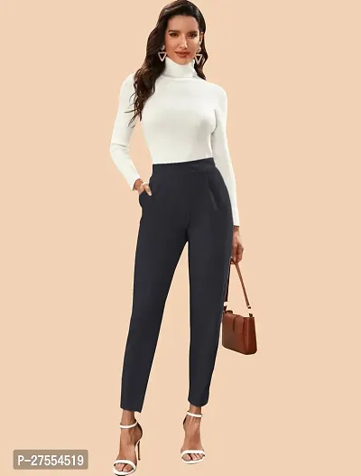 Elegant Black Polyester Solid Trousers For Women-thumb5