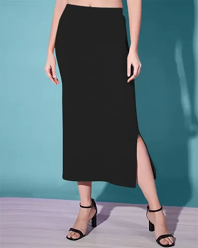 Stylish Polyester Blend Solid Midi Skirt