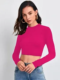 Maheshvi Polyester Blend Round Neck Full Sleeves Stylish Crop Top for Women (16 Inches)-thumb5