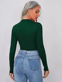 Trendy Green Solid Polyester Blend Crop Top For Women-thumb4