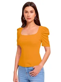 Maheshvi Casual Polyester Blend Square Neck and Puff Sleeves Stylish Top (23 Inches)-thumb3