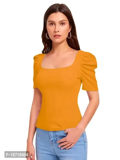 Maheshvi Casual Polyester Blend Square Neck and Puff Sleeves Stylish Top (23 Inches)-thumb4