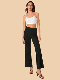 Elegant Black Polyester Solid Trousers For Women-thumb2