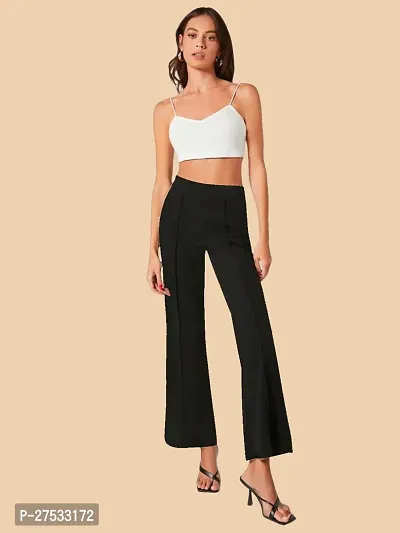 Elegant Black Polyester Solid Trousers For Women-thumb3