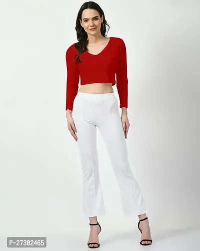 Elegant Red Polyester Solid Top For Women-thumb4