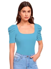 Maheshvi Casual Polyester Blend Square Neck and Puff Sleeves Stylish Top (23 Inches)-thumb2