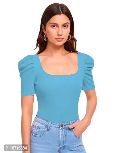 Maheshvi Casual Polyester Blend Square Neck and Puff Sleeves Stylish Top (23 Inches)-thumb3