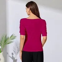 Elegant Pink Polyester Solid Top For Women-thumb2