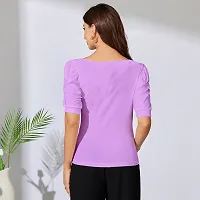 Stylish Purple Polyester Solid Top For Women-thumb2